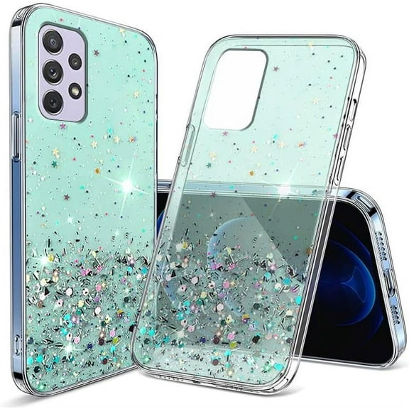 Compatible with Samsung A53 5G Case Glitter Clear Sparkly Cases Shockproof Samsung Galaxy A53 5G Phone Case for Women Silicone Cute Slim Bling Protective Case (Samsung A53 5G, Green)