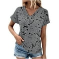 thumbnail image 2 of Fiudx Ropa de Mujer Top Informal de Primavera y Verano de Manga Corta con Cuello En V para Mujer, 2 of 5
