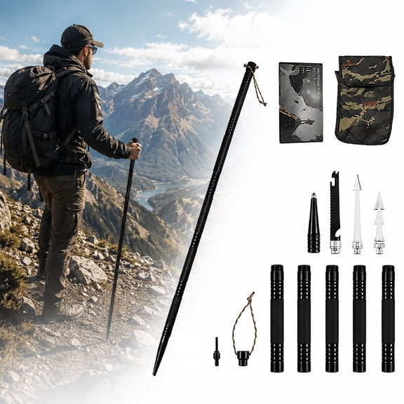 5-Section Aluminum Trekking Pole with Anti-Slip Grip and Tungsten Steel Tip for Hiking, Walking and Outdoor Use