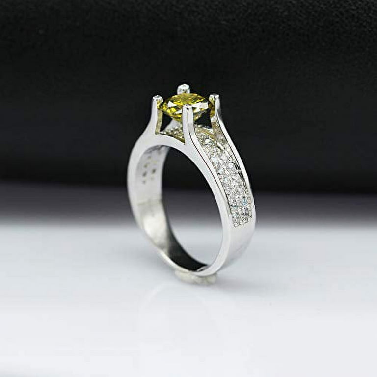 Uloveido Ladies White Gold Plated Round Light Green Lab Created