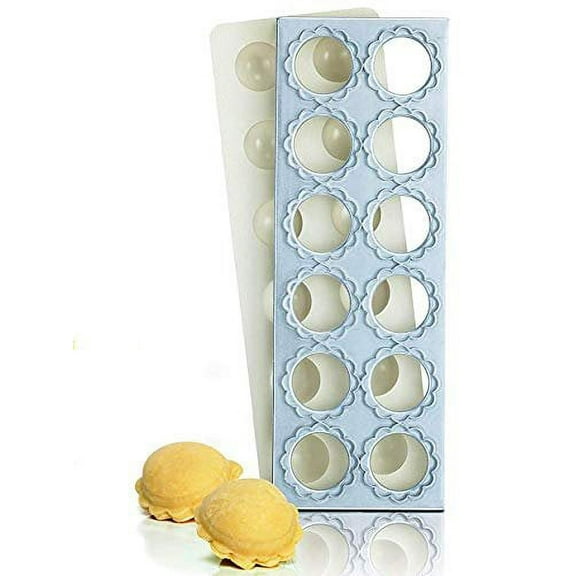OCreme Ravioli Maker for 12 Circles Each 2 Inch, with Non-Stick-Coated Metal Cutting Tray