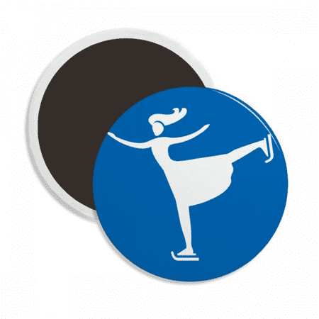 

Skiing Winter Sport Blue Outline Round Ceracs Fridge Magnet Keepsake Decoration