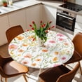 thumbnail image 2 of Flowers Elastic Fitted Round Table Cover Spring Watercolor Waterproof Outdoor Tablecloth for Holiday Party, Picnic, Patio & Dining Fits Tables Up to 55"-60", 2 of 8