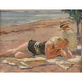thumbnail image 2 of Santeri Salokivi 24x19 Black Ornate Framed Double Matted Museum Art Print Titled: On the Beach (1929), 2 of 5