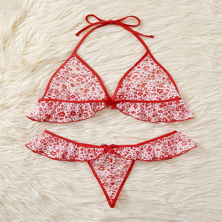 HEART PRINT BABYDOLL SET in Pink & Red