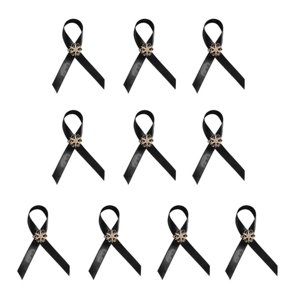 10 Piece Funeral Ribbon Brooch Fashionable Lapel Pin for Mourning Remembrance