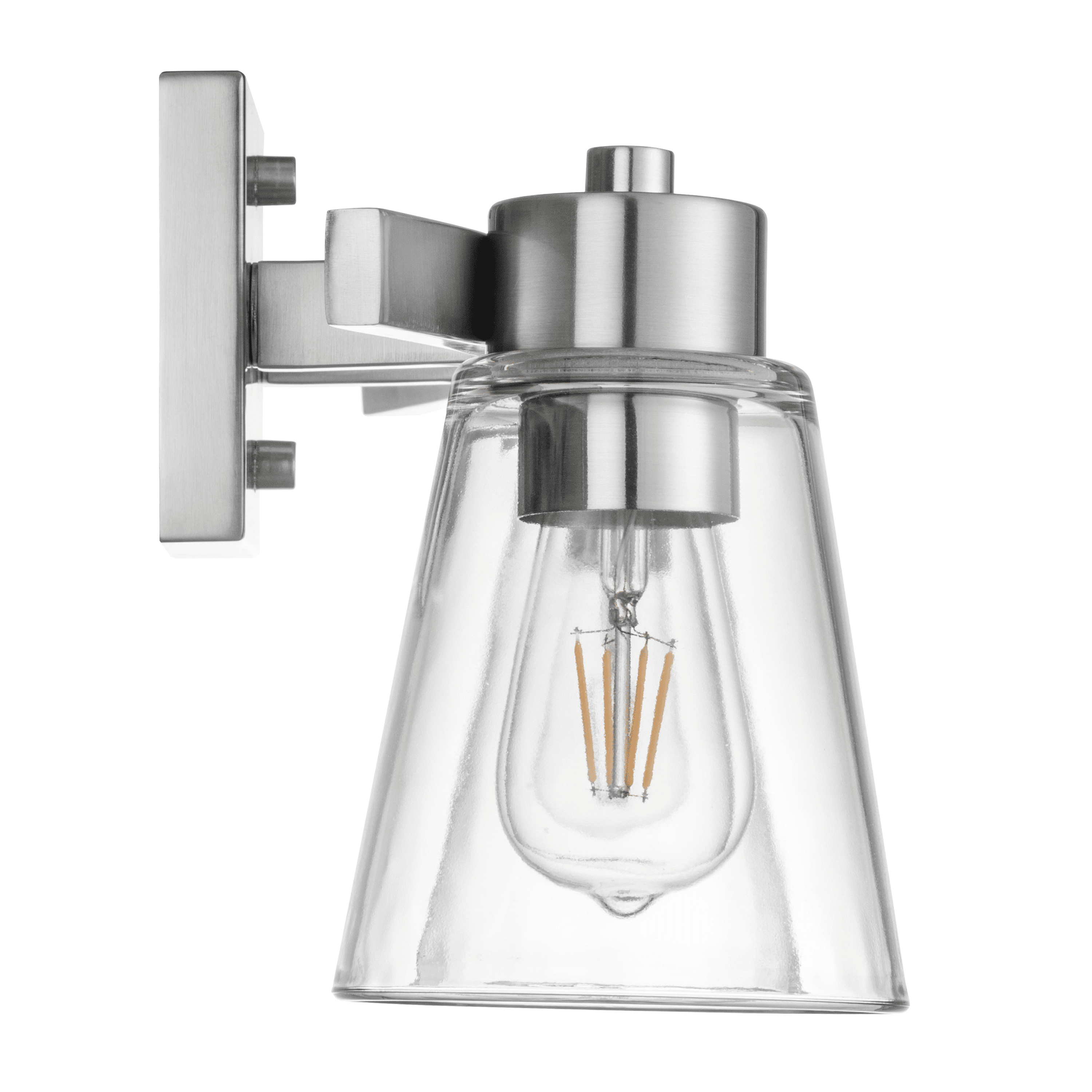 Prominence Home Fairendale 2-Light Brushed Nickel Bathroom Vanity Light with Clear Glass Shade