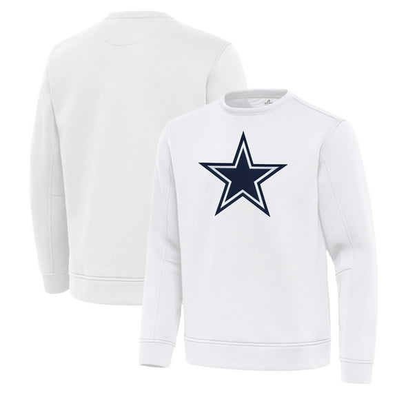 Men's Antigua White Dallas Cowboys Relevant Lightweight Pullover Sweatshirt