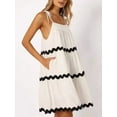 thumbnail image 4 of Yunliwuli Women's Summer Cami Dress Tie Spaghetti Strap Ric Rac Trim Backless Flowy Short Dress with Pockets, 4 of 8