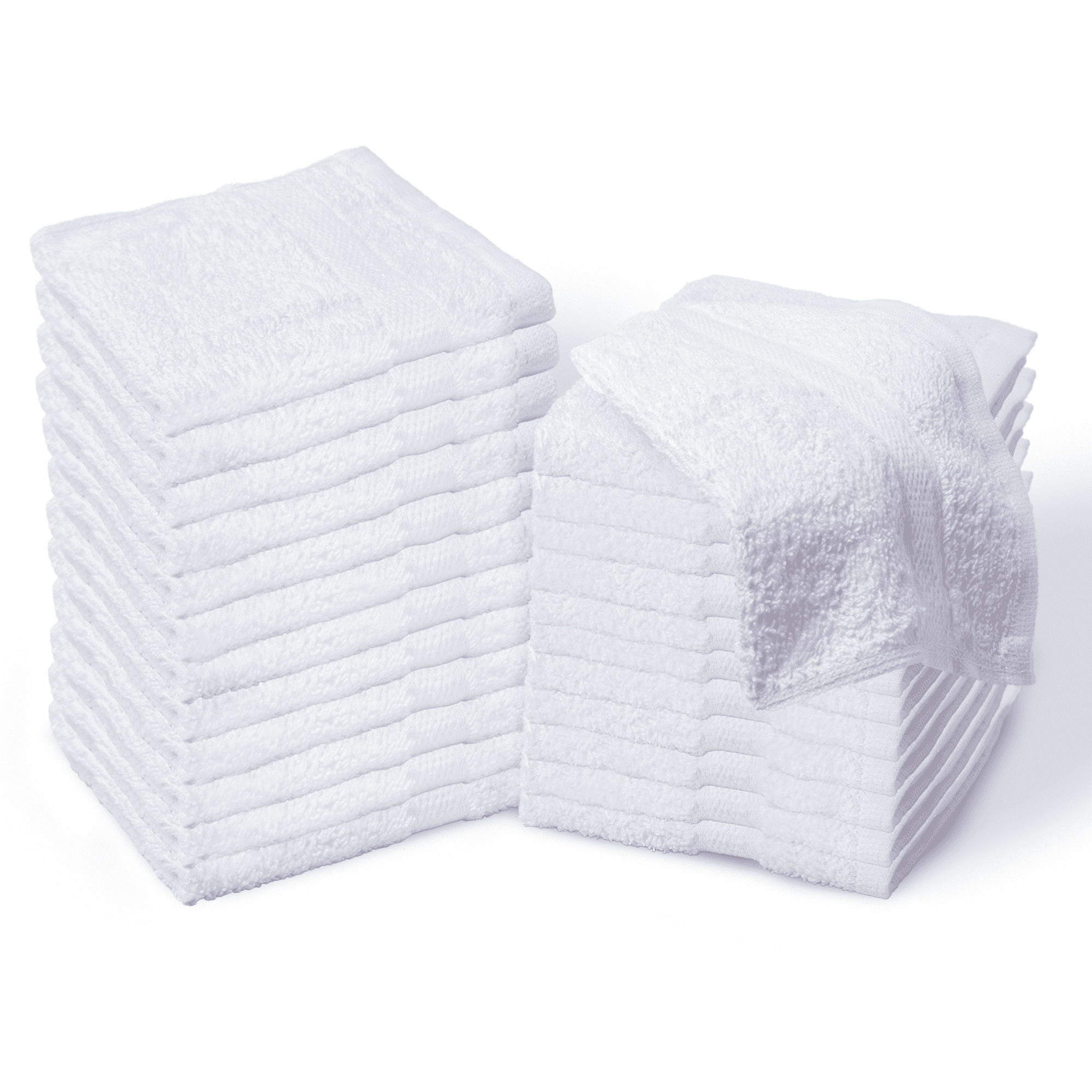 Living Fashions Bulk Spa White Wash Cloths 24 Pk - 12” x 12” – Thick Loop Pile Face Towels