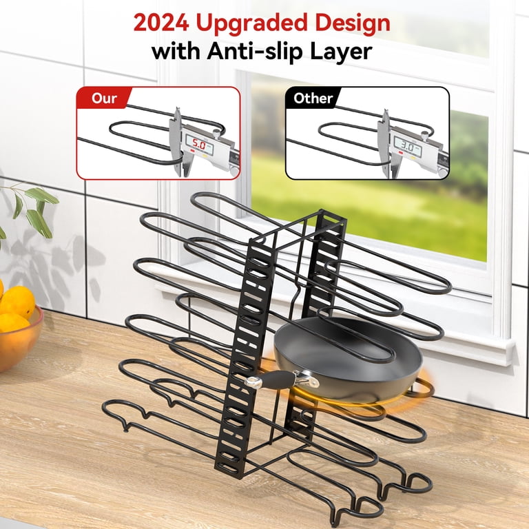 8 Tier Pot Lid Holder Pots And Pans Organizer Rack - 8-Tier Adjustable ...