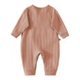 thumbnail image 3 of BLVB Newborn Baby Boy Girl Clothes Cotton Wrap Romper Long Sleeve Coming Home Outfit Infant Jumpsuit(Brown,0-1 Months), 3 of 6