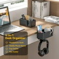 thumbnail image 3 of UU&T 4 in 1 Desk Cup Holder, Clip on Under Desk Rotating Headphone Hanger Detachable Desktop Storage for Cup, Phone and Pen, Black, 3 of 8