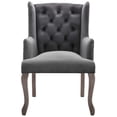 thumbnail image 5 of Industrial Country Cottage Farm Beach House Dining Kitchen Room Vintage Style Side Chair Armchair, Velvet Fabric Wood, Grey Gray, 5 of 6