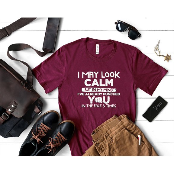 I may look calm but in my mind I have punched you in the face 3 times shirt, shirt, Stupid People Shirt, , for friend, All Size S-5Xl