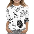 thumbnail image 2 of Blusas y camisas de cuello redondo y manga larga para niños, blusas/camisas de poliéster con estampado de corazones, mangas 3/4 y cuello redondo, elegantes e informales., 2 of 5
