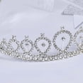 thumbnail image 3 of Corona de cumpleaños, suministros para fiestas, tocado, decoraciones dulces, satén suave, diamantes de imitación Plata, 3 of 8