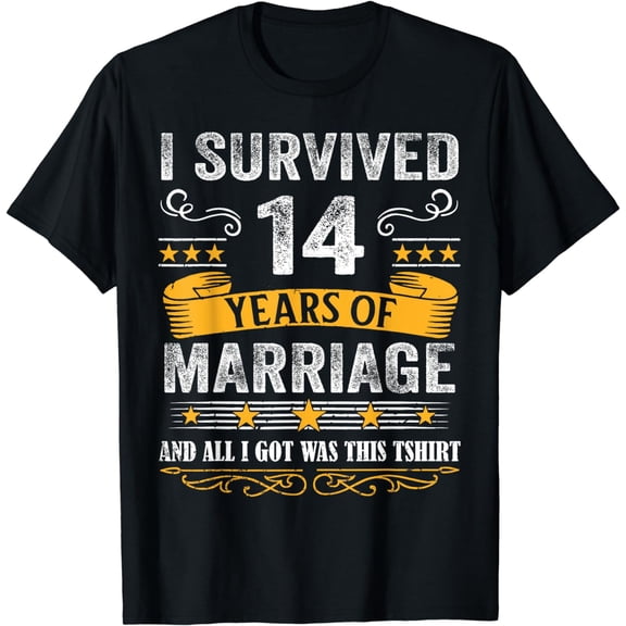 14th Wedding Anniversary shirt Couples Husband Wife 14 Years T-Shirt