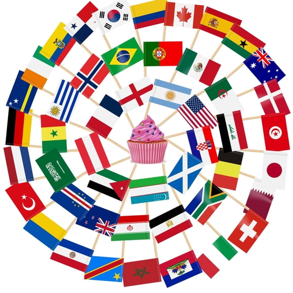 Banderitas para palillos AhfuLife 200 piezas Mundial 48 países