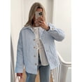 thumbnail image 3 of SUNSIOM Manteau Matelassé à Rayures Col Rabattu Boutons pour Femmes Automne Hiver Manches Longues Veste Matelassée, 3 of 6