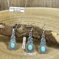 thumbnail image 6 of SmartBy 2Pcs/Set Ethnic Style Faux Turquoise Necklace Earrings Set Women Shining Rhinestones Inlaid Pendant Necklace Hook Earrings Jewelry Set, 6 of 7