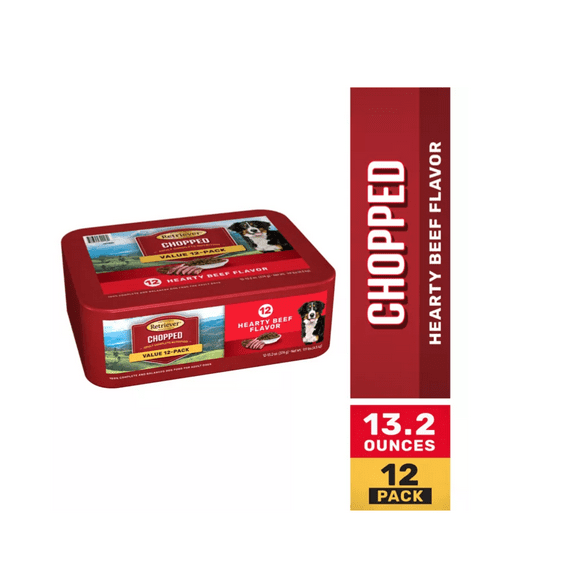 Retriever Adult Chopped Hearty Beef Flavor Multi-Pack Wet Dog Food, 13.2 oz., 12 pk.