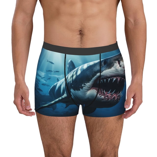 Balery 3D Realistic Shark Calzoncillos bóxer para hombre, ropa interior de algodón suave y transpirable con cinturilla de nailon-Medium