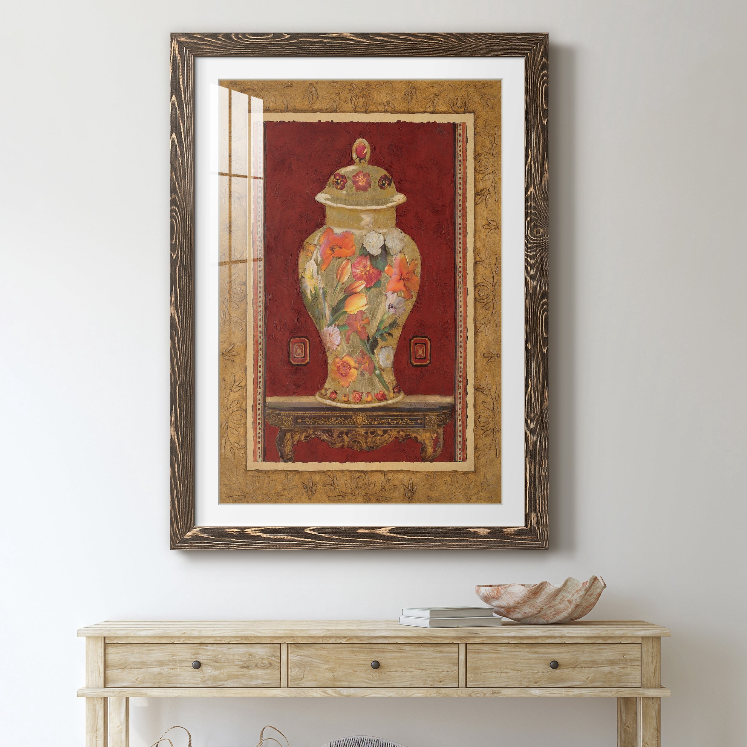 Romantic Urn II - Premium Framed Print - Distressed Barnwood Frame - Ready to Hang