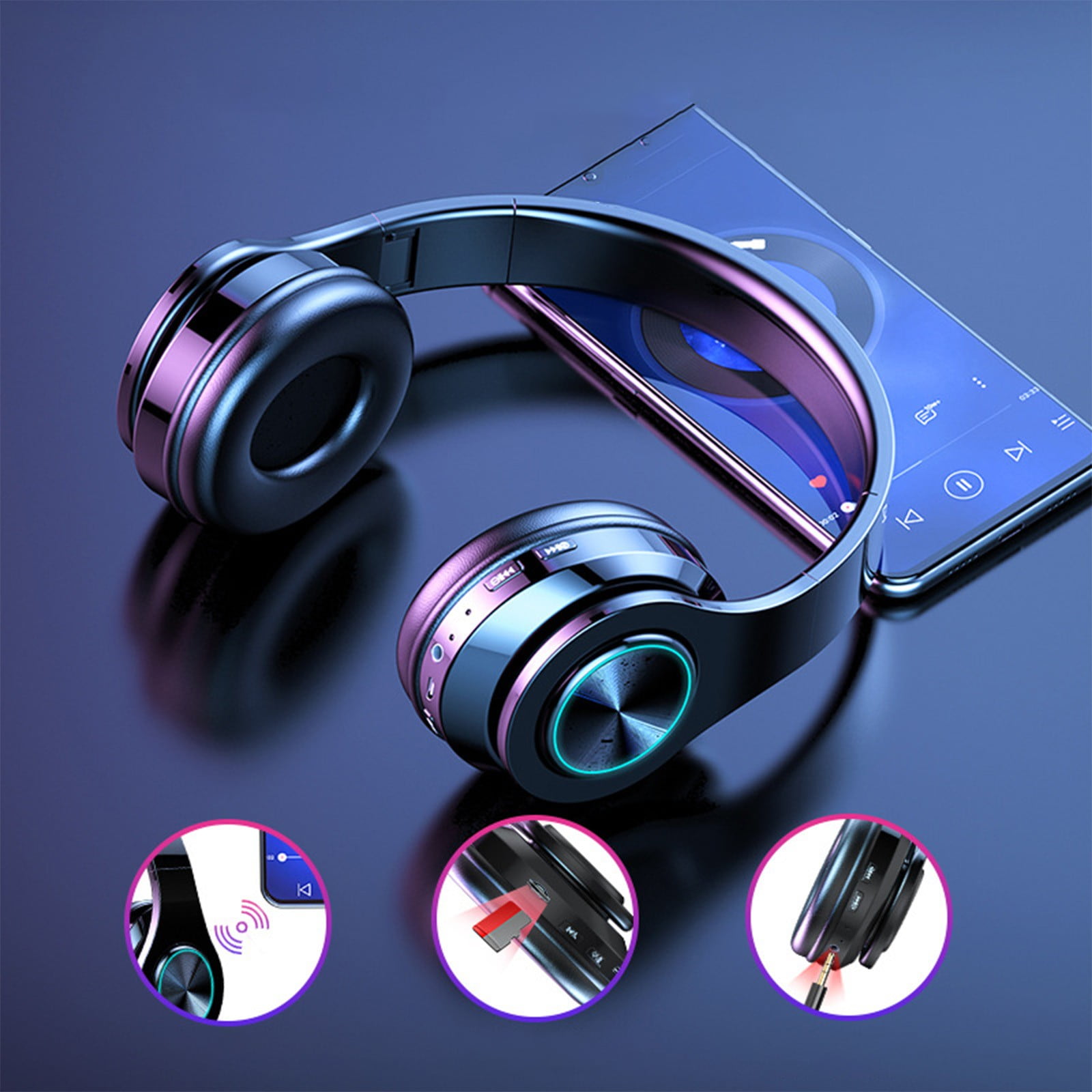 Weloille Bluetooth Headset, Trucker Bluetooth Headset with Noise Canceling Microphone, Wireless on-Ear Headset for Computer Cell Phone Trucker Home Office Work