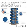 thumbnail image 4 of Set de mancuernas Tone Fitness de 45 kg con recubrimiento de neopreno y rack, 4 of 8