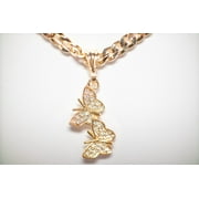 14K Bonded Gold Cuban Chain with Butterfly Charm, Best Unisex Christmas Gift for Women, Men, Girlfriend, Boyfriend, Her, Bestfriend, 14K Bonded Gold Necklace with Gift Box/Bag by Aria Jeweler