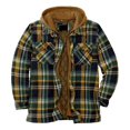 thumbnail image 1 of Chaqueta holgada de manga larga a cuadros gruesos GreenLQuilted, sudadera con capucha para hombre, franela acolchada con forro, 1 of 5