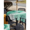thumbnail image 5 of Outdoor Tablecloth with Umbrella Hole for Patio/Picnic/Party/Camping, Green Marble Waterproof Table Cloth Square Cover Washable, Summer Ocean Wave Green Ombre (54"x 54"), 5 of 8