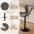 thumbnail image 3 of Fijinhom Modern Adjustable Bar Stools Set of 4 - Swivel Counter Height Stools with PU Leather Upholstery and Footrest for Kitchen Island and Home Bar, 3 of 6