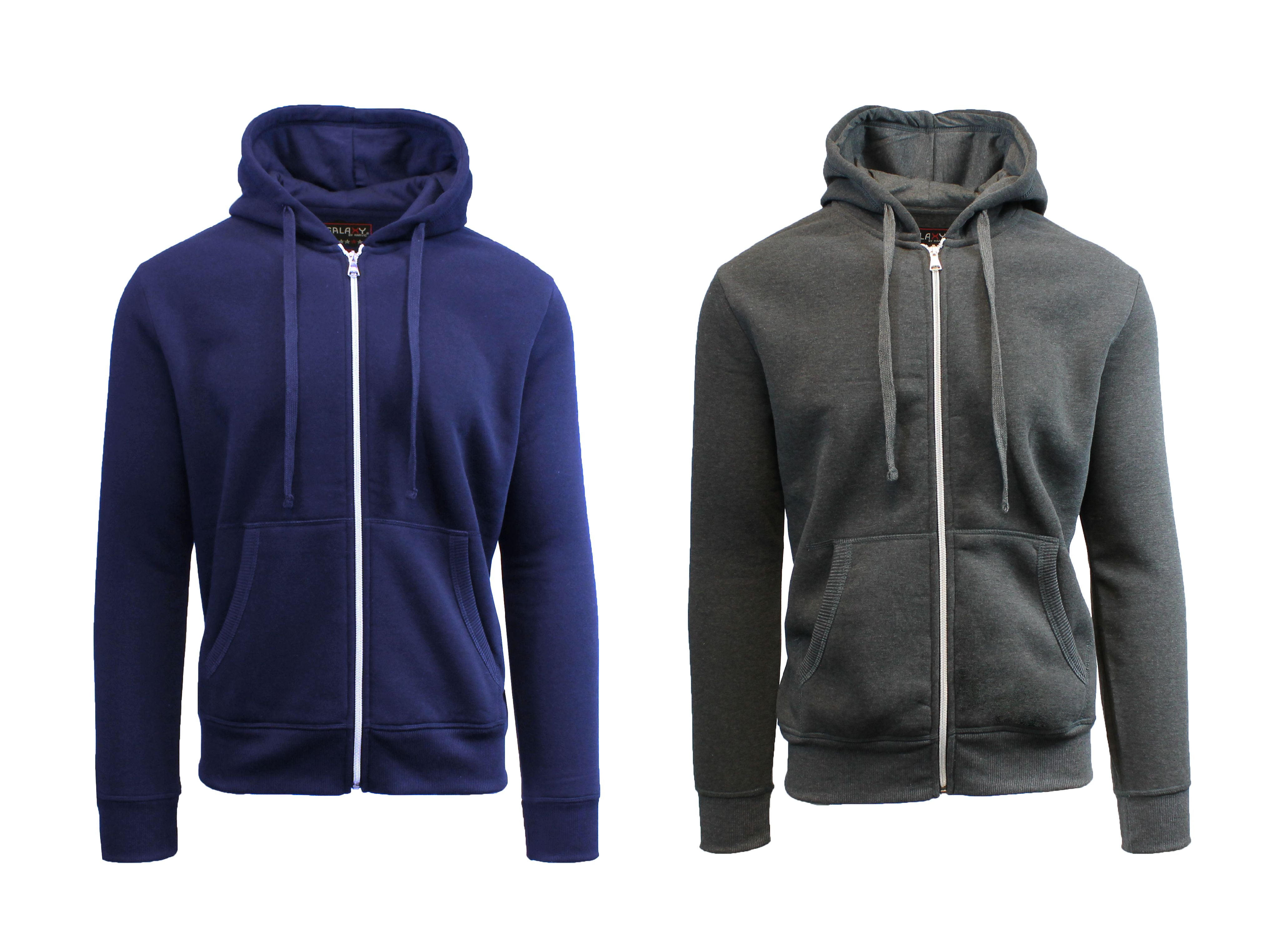 Men's Fleece Zip-Up Hoodie - 2 Pack - Walmart.com