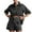 Gray, variant on Denim Set for Women - Jean Short Sets for Women Casual Summer 2 Piece Outfits Pocket Lapel Neck Button Down Blouse Shirts Drawstring Elastic Waist Short Pants Matching Clothing