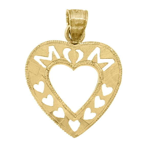 10kt Real Yellow Gold Womens Heart Mom Charm Pendant
