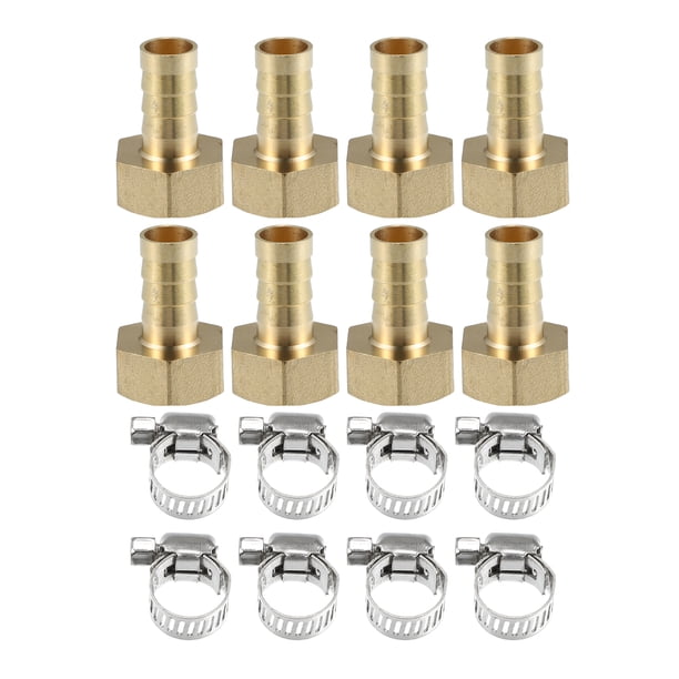 8 Juego 12mm 1/2" BSP Hembra Rosca Latón Manguera Conector con Abrazadera