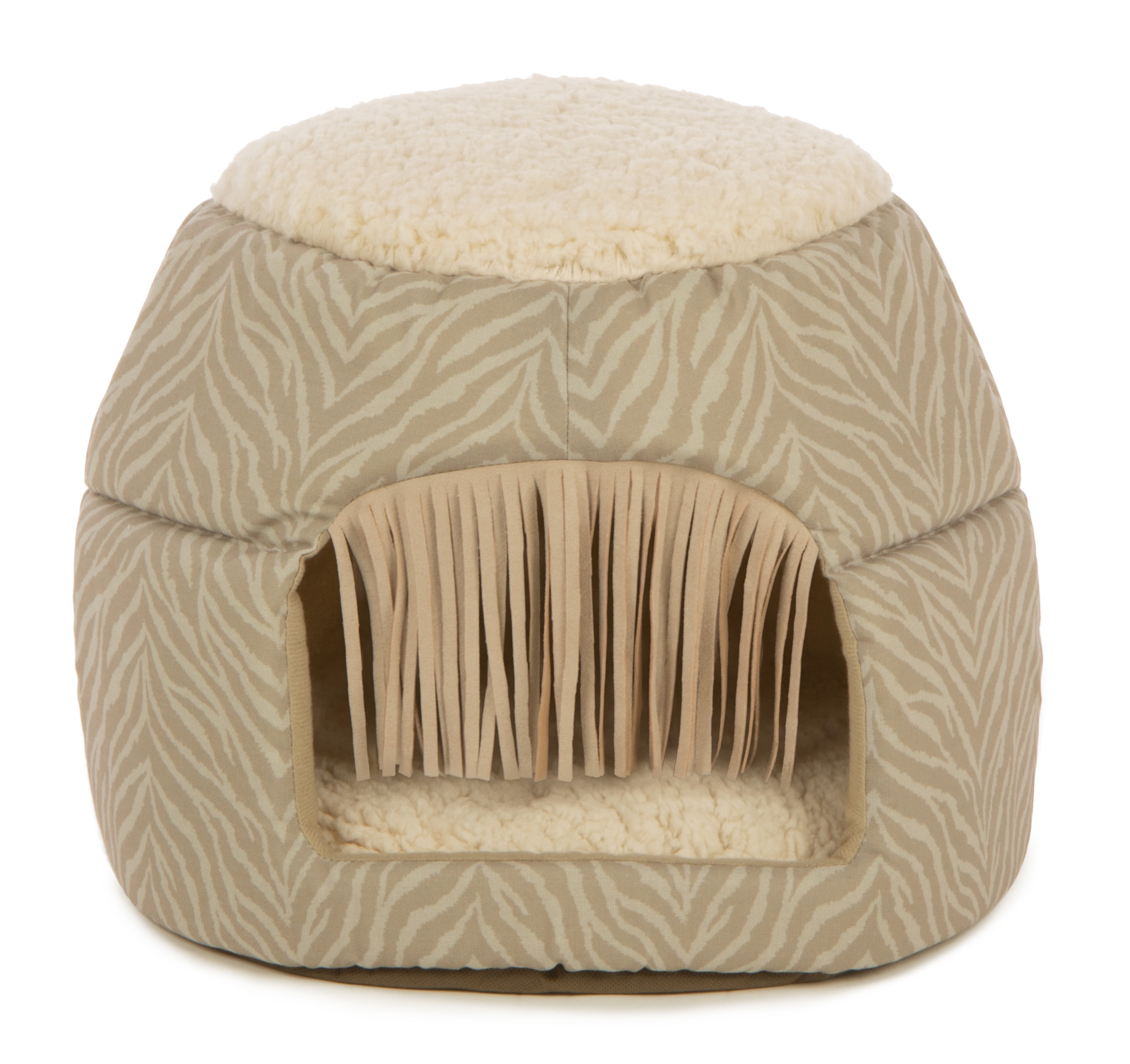 SmartyKat Fringed One Size Convertible Cat Bed to Cat Cave