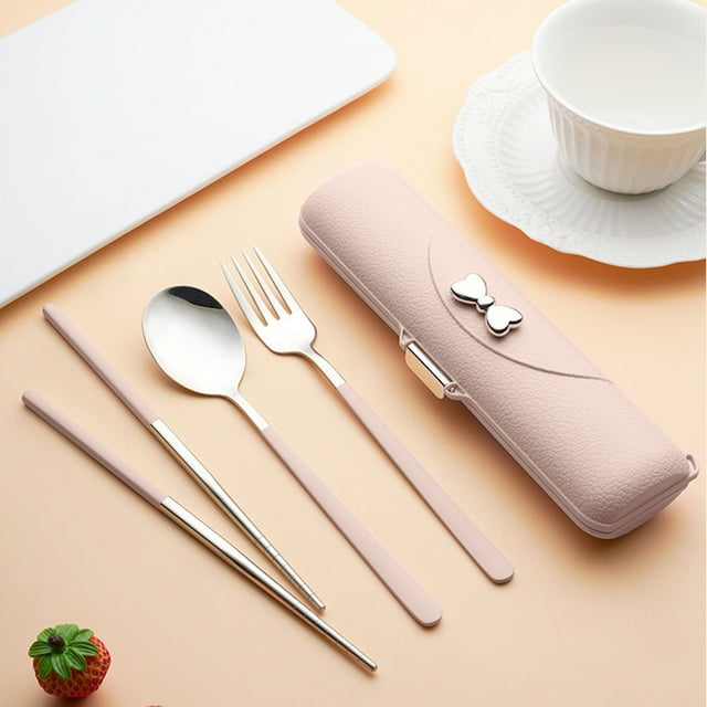 FcBaudy Ensemble de Couverts Portables pour Camping et Randonnée, Ustensiles Réutilisables pour Camping, Déjeuner, Travail, École, Facile à Laver, Vaisselle Portable
