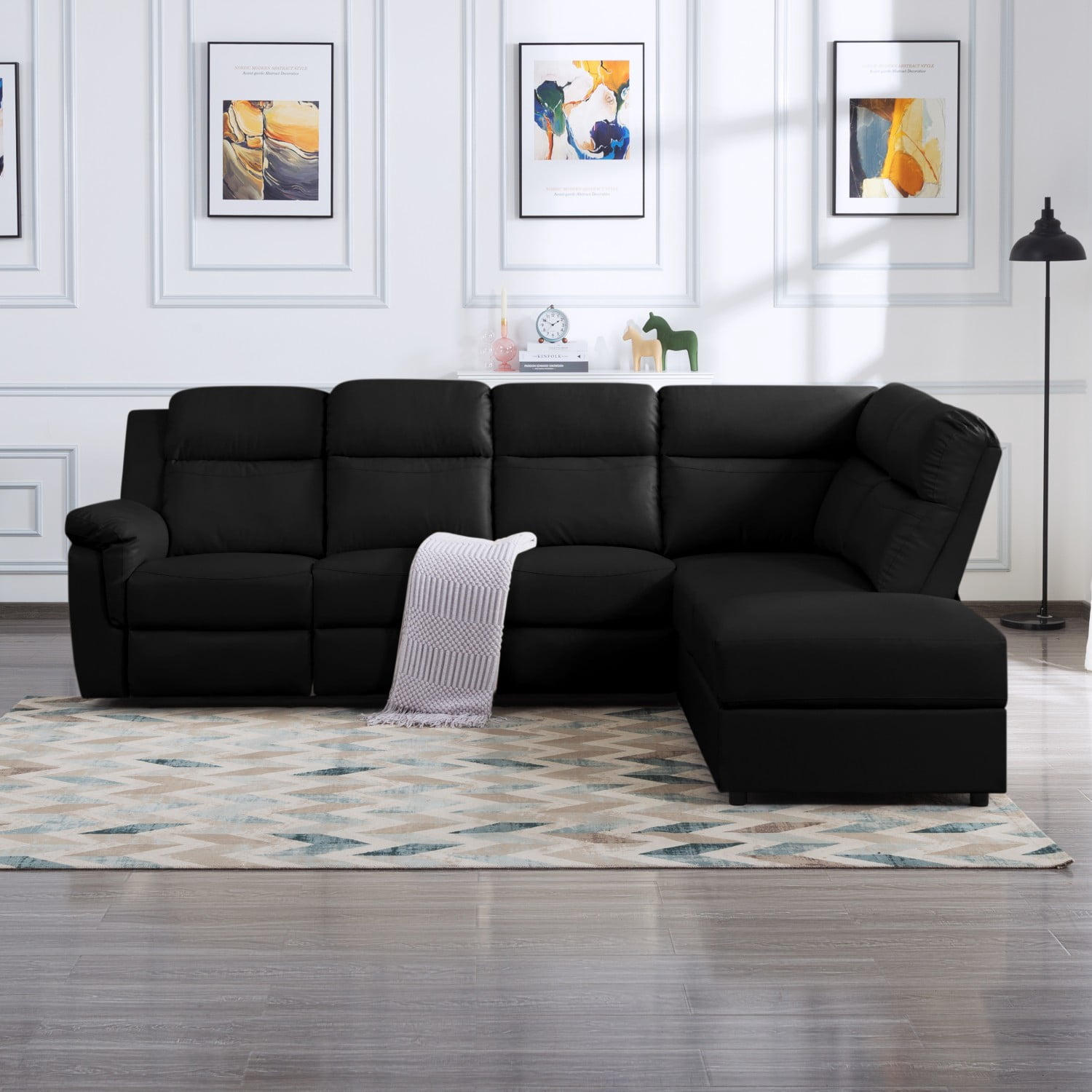 Gewnee 110.2” Manual Reclining Sectional Sofa Reclining Sofa Modern Contemporary Style and Functionality for Living Room, Office