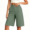 thumbnail image 3 of RongHuan Shorts for Women High Waisted Wide Leg Summer Casual Beach Vacation Bermuda Short Pants with Pockets, 3 of 5