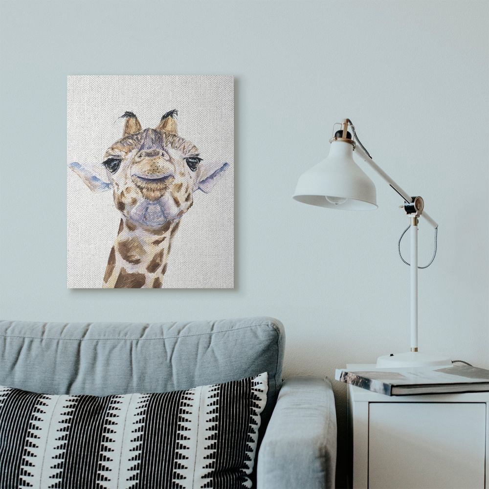 Stupell Industries Large Giraffe Face Head Animal Watercolor Painting Canvas Wall Art by George Dyachenko