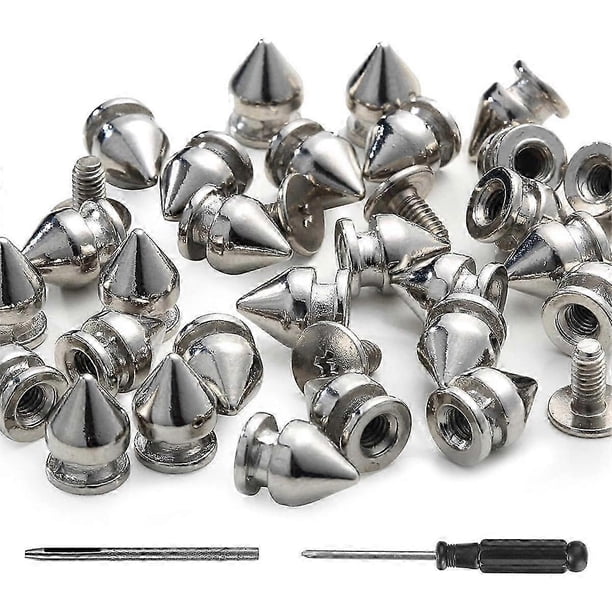 100 Pack Spikes and Studs 9.5MM Spikes for Clothing Metal Studs Rivets for Leather Punk Spikes Acce