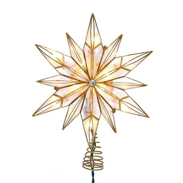 Kurt S. Adler 10-Light 12-Point Capiz Star Treetop, 1 lb, Christmas Tree Décor