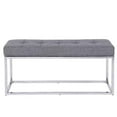thumbnail image 2 of Grey Fabric Upholstered bench with stainless stain base., 2 of 2