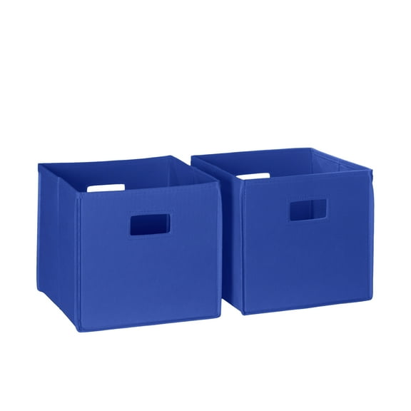 RiverRidge Kids 2 Piece Fabric Collapsible Storage Cube Organizers with Handles for Playroom Organization - Blue