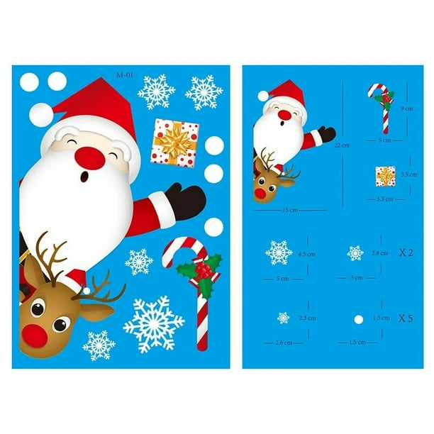 Pegatinas de pared de alce y Papá Noel, decoración de ventana, Feliz Navidad para el hogar, regalos de Navidad, Feliz Año Nuevo, 2024 Natal