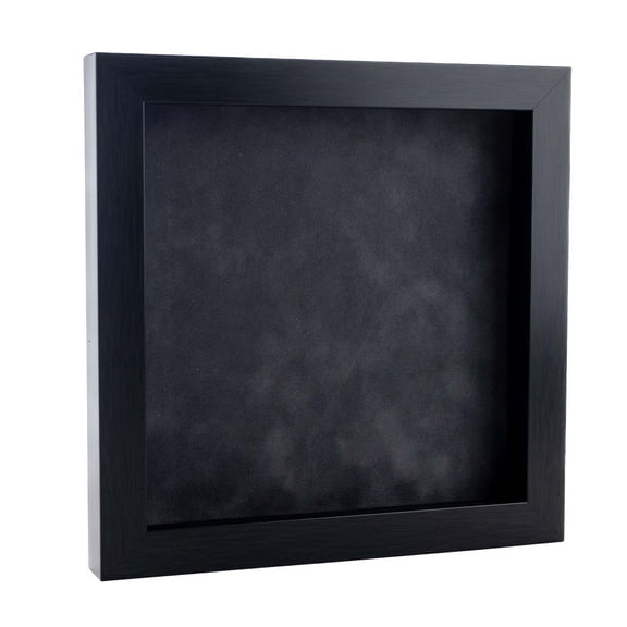 12x12 Charcoal Shadowbox Frame - Interior Size 12x12 with 3/4" Usable Depth - Dark Grey Acid-Free Suede Backing