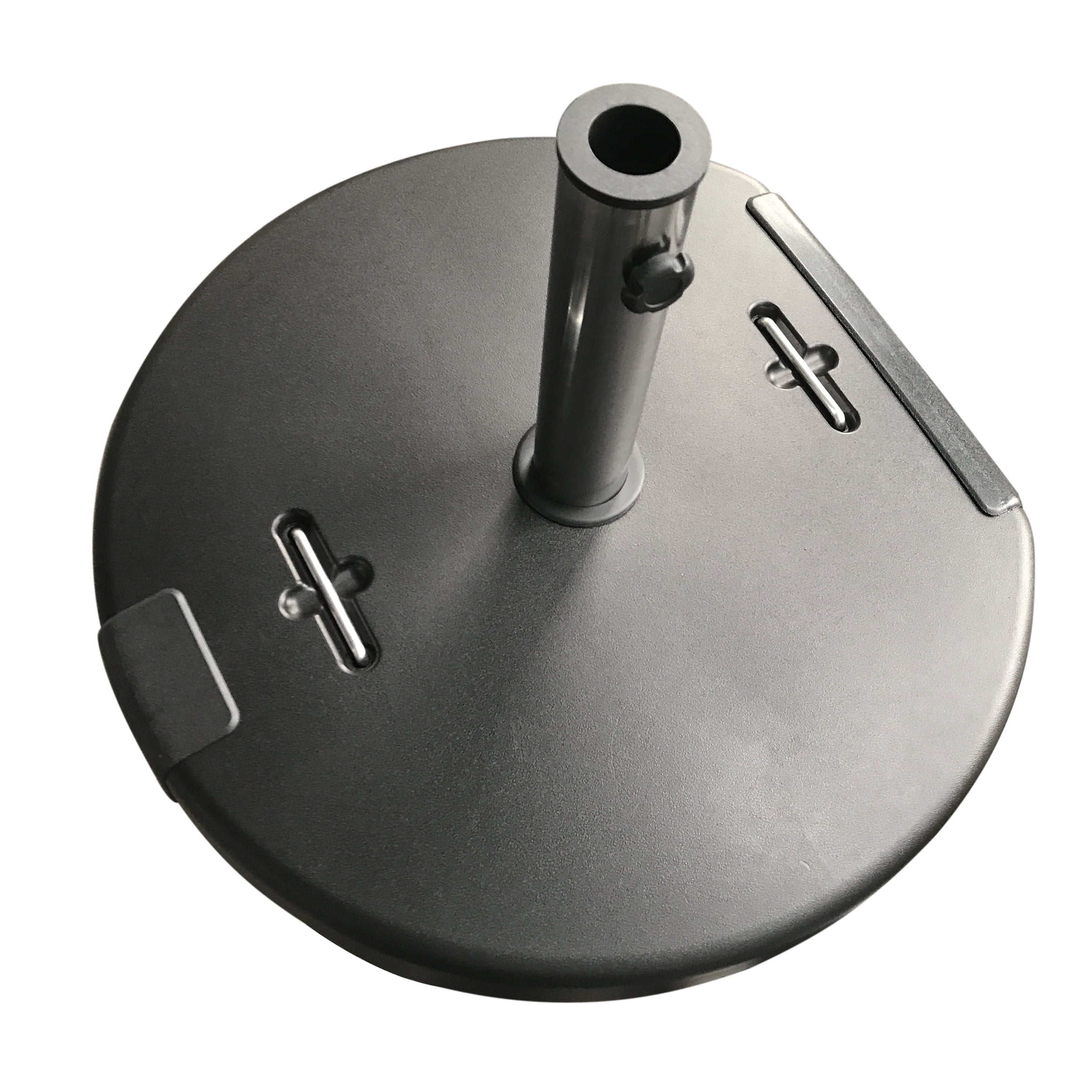 Outdoor 132lb Concrete Circular Umbrella Base with Stainless Steel Collar, Black